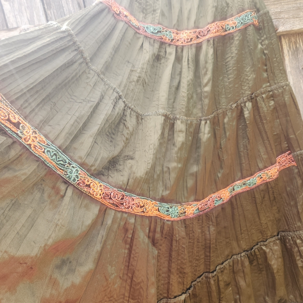 Deep Green Y2k Bohemian Skirt